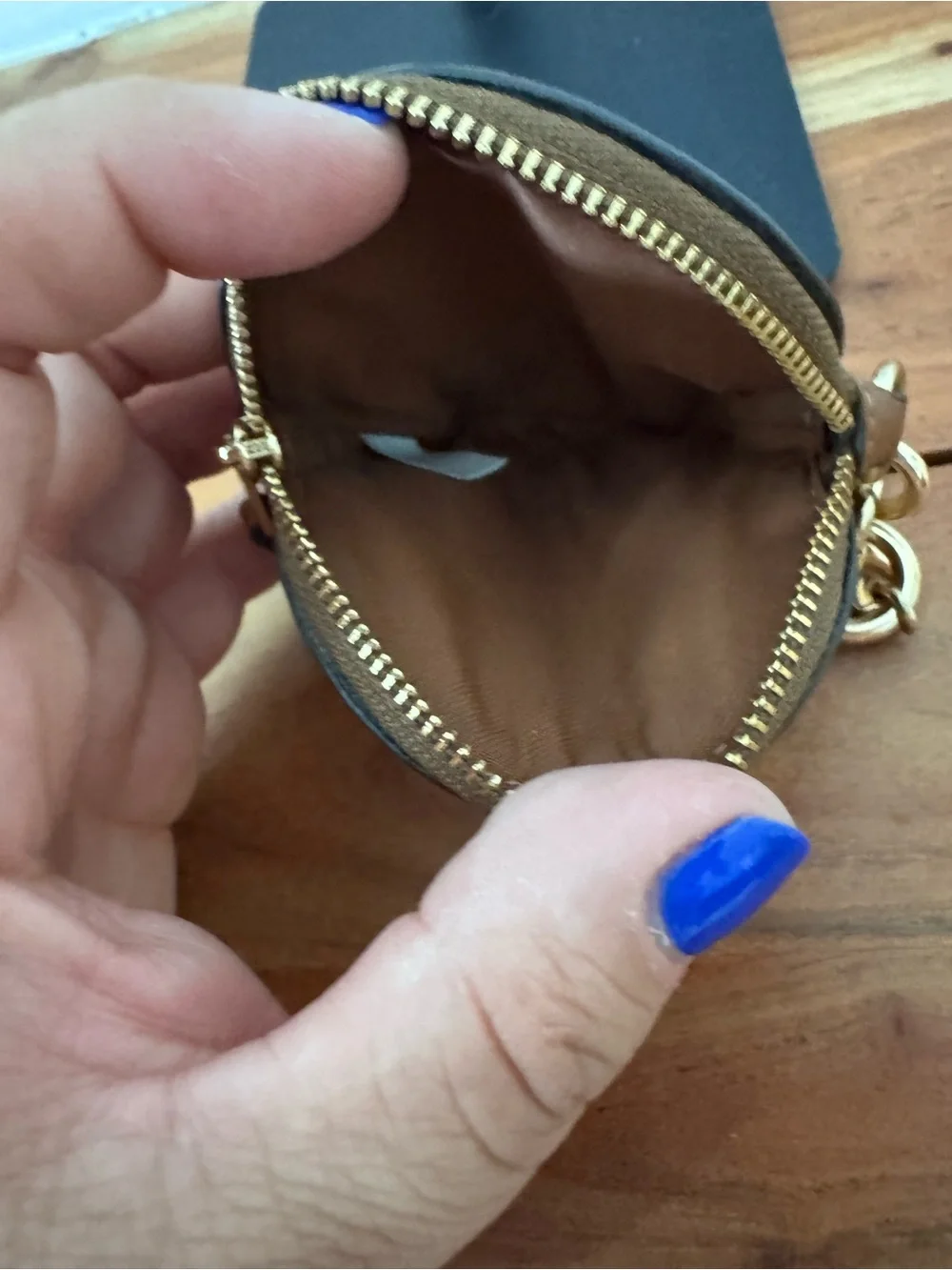 Coach Gold-Tone Chain Key Clip with Logo Tag